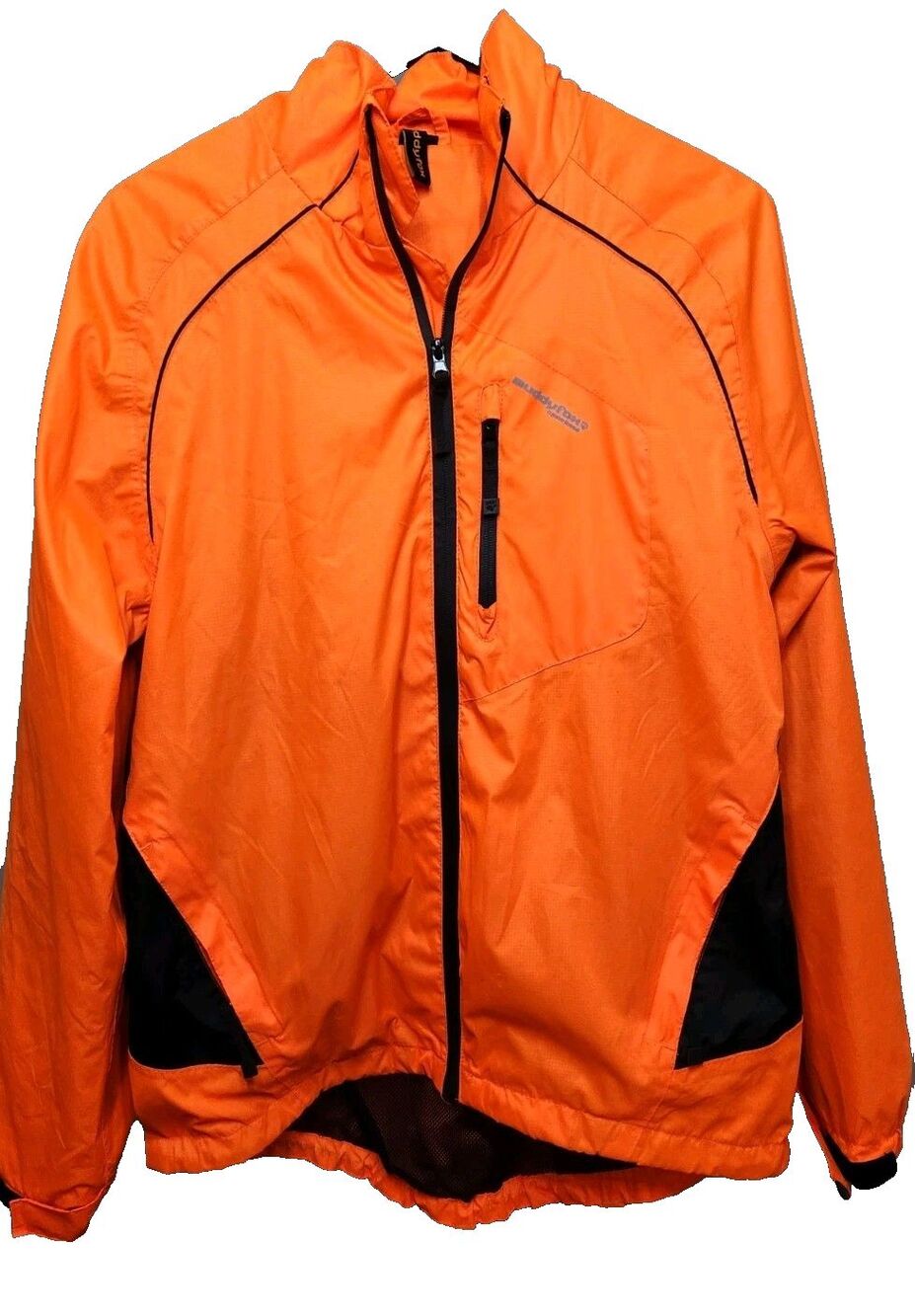 Muddyfox Cycling Jacket Bright Orange Mens M Water Resistant Logo Zip Pocket